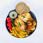 استیک مرغ و سبزیجات